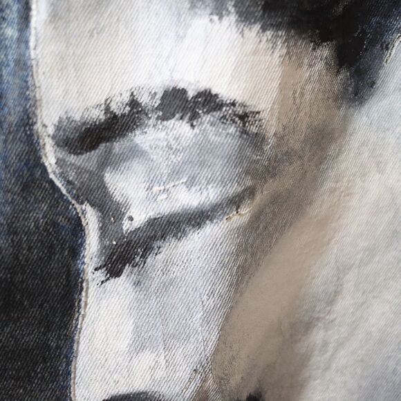 Vintage 80s Sport Deco Hand Painted Hollywood Denim Jacket Sequins Medium - Picture 15 of 16